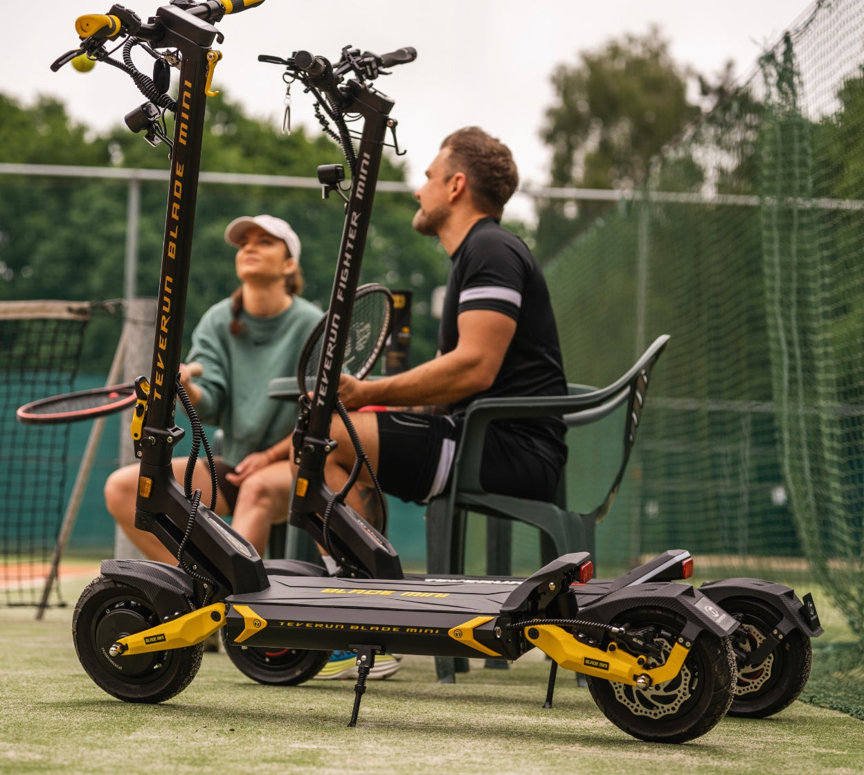 Teverun Blade Mini Ultra electric scooter with dual motor, hydraulic brakes, dual suspension, and IPX6 water resistance