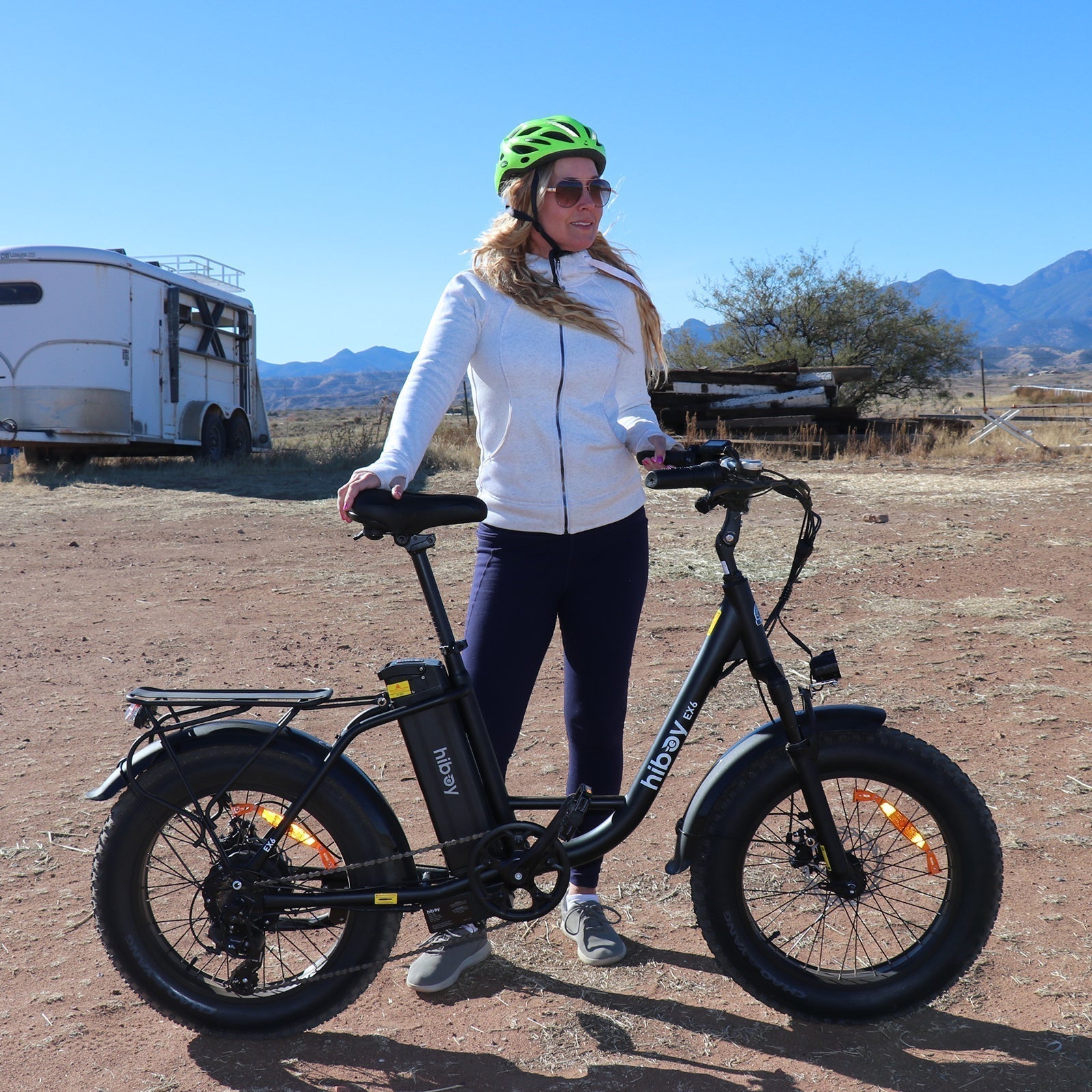 Hiboy EX6 electric bike with step-through frame, 500W motor, and Shimano 7-speed transmission for versatile riding