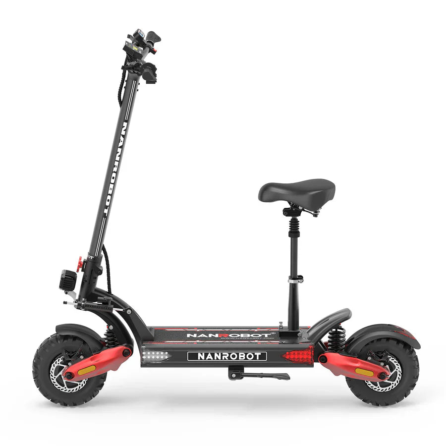 Nanrobot LS7+ 72V electric scooter with dual 3000W motors, 72V Samsung battery, hydraulic brakes, suspension, and steering damper for high-speed stability