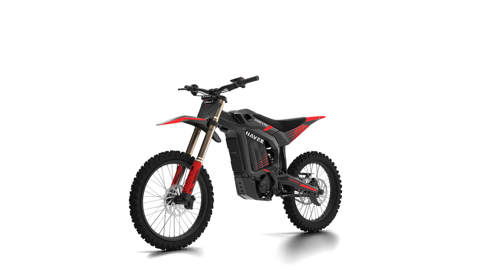 NAVEE STORM X Pro electric dirt bike with 17,000W motor and IP65 aluminum frame on rugged terrain