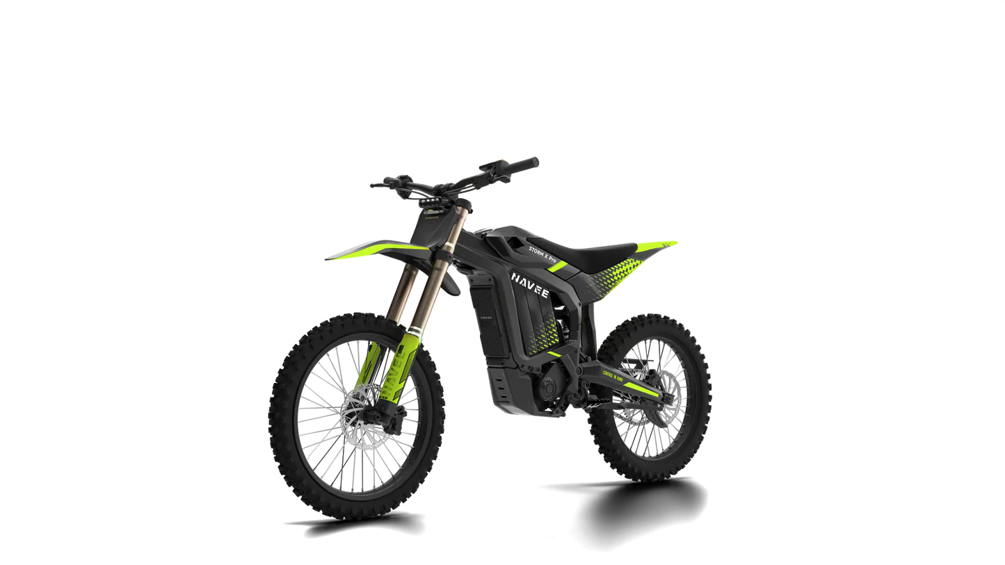 NAVEE STORM X Pro electric dirt bike with 17,000W motor and 72V battery on rugged terrain