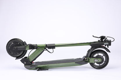 Green electric scooter on a white background