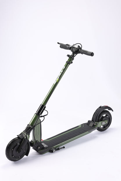 Green scooter on a white background