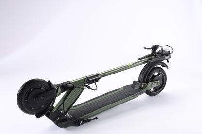 Green electric scooter on a white background