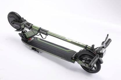 Green electric scooter on a white background