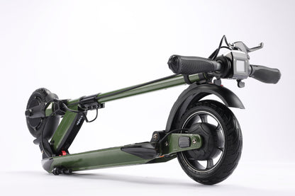 Green electric scooter on a white background