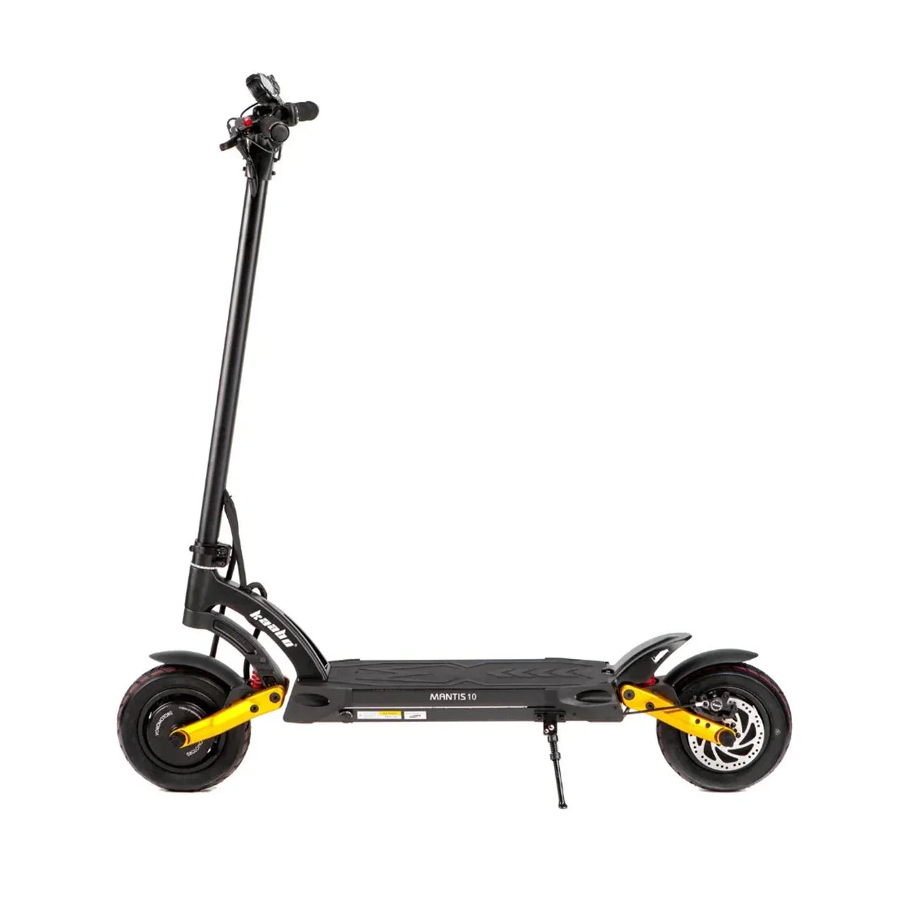 Kaabo Mantis 10 Lite Electric Scooter with yellow accents on a white background