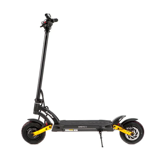 Kaabo Mantis 10 Lite Electric Scooter with yellow accents on a white background