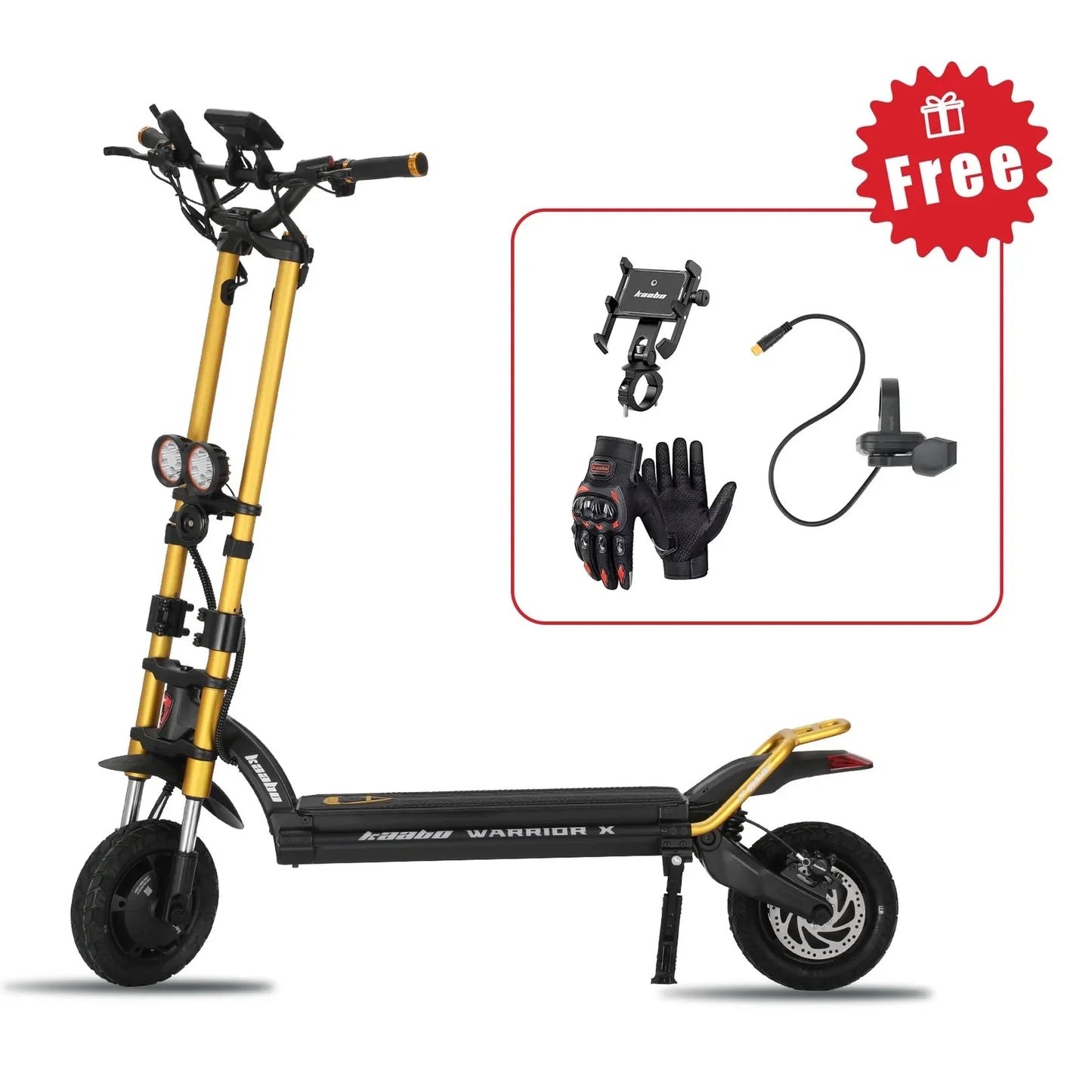 Kaabo Warrior X Max Electric Scooter with accessories on a white background