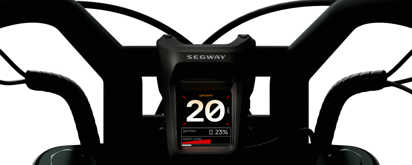 Segway handlebar with digital display showing '20' on a white background