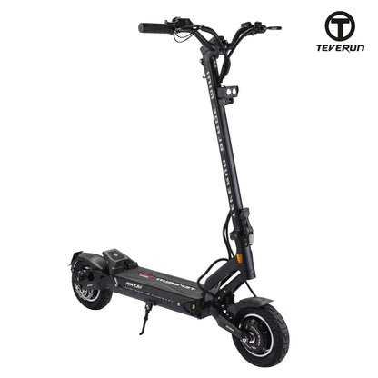 Teverun Blade Mini Ultra electric scooter with dual 3300W motors, 60V battery, hydraulic brakes, and IPX6 water resistance.